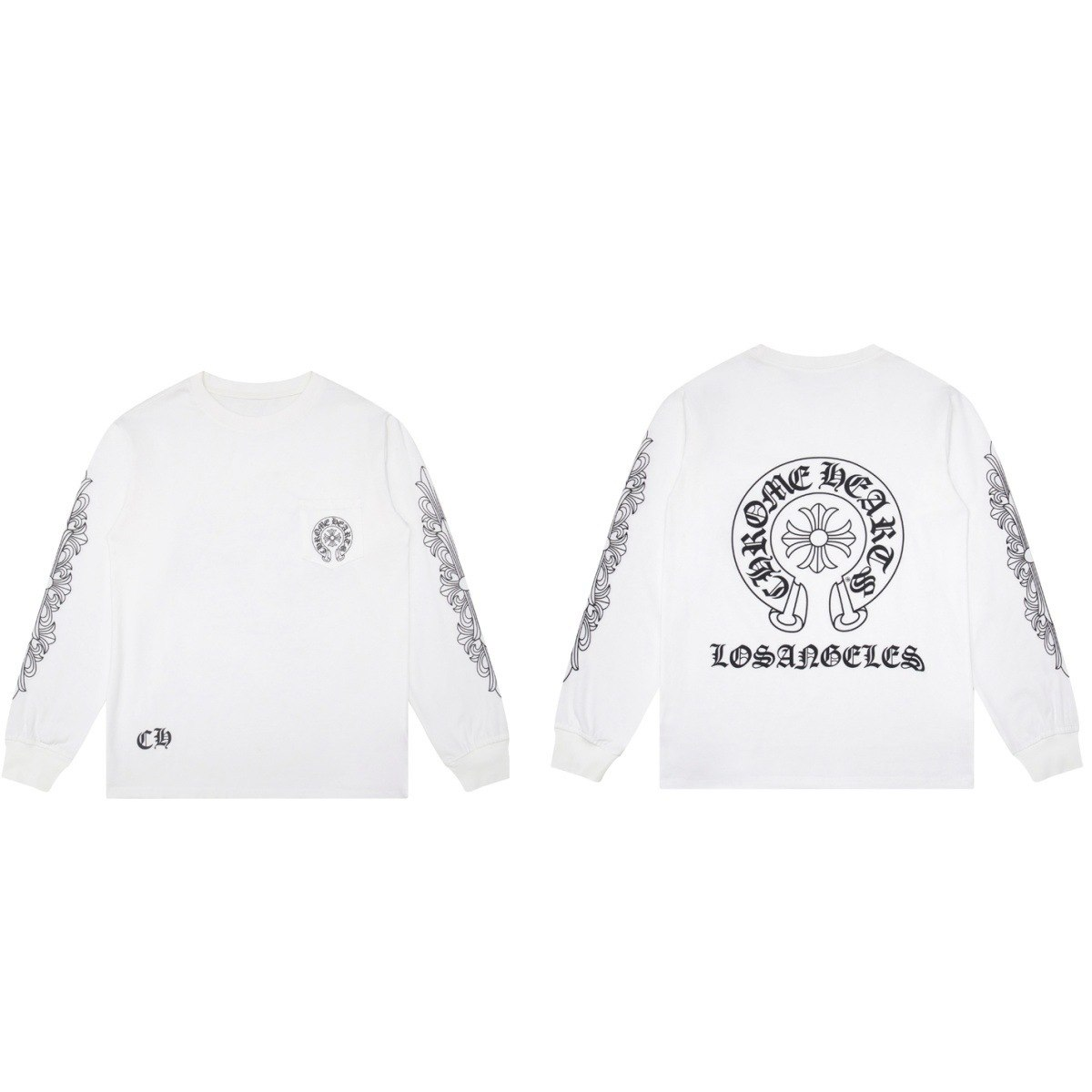 CHROME HEARTS（クロムハーツ）ロサンゼルス 長袖シャツ — ブラック／ホワイト
