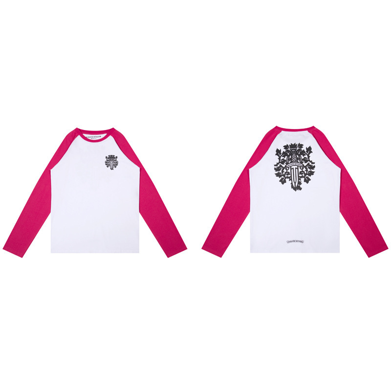 Chrome Hearts Tシャツ クルーネック 長袖 コットン オレンジ 