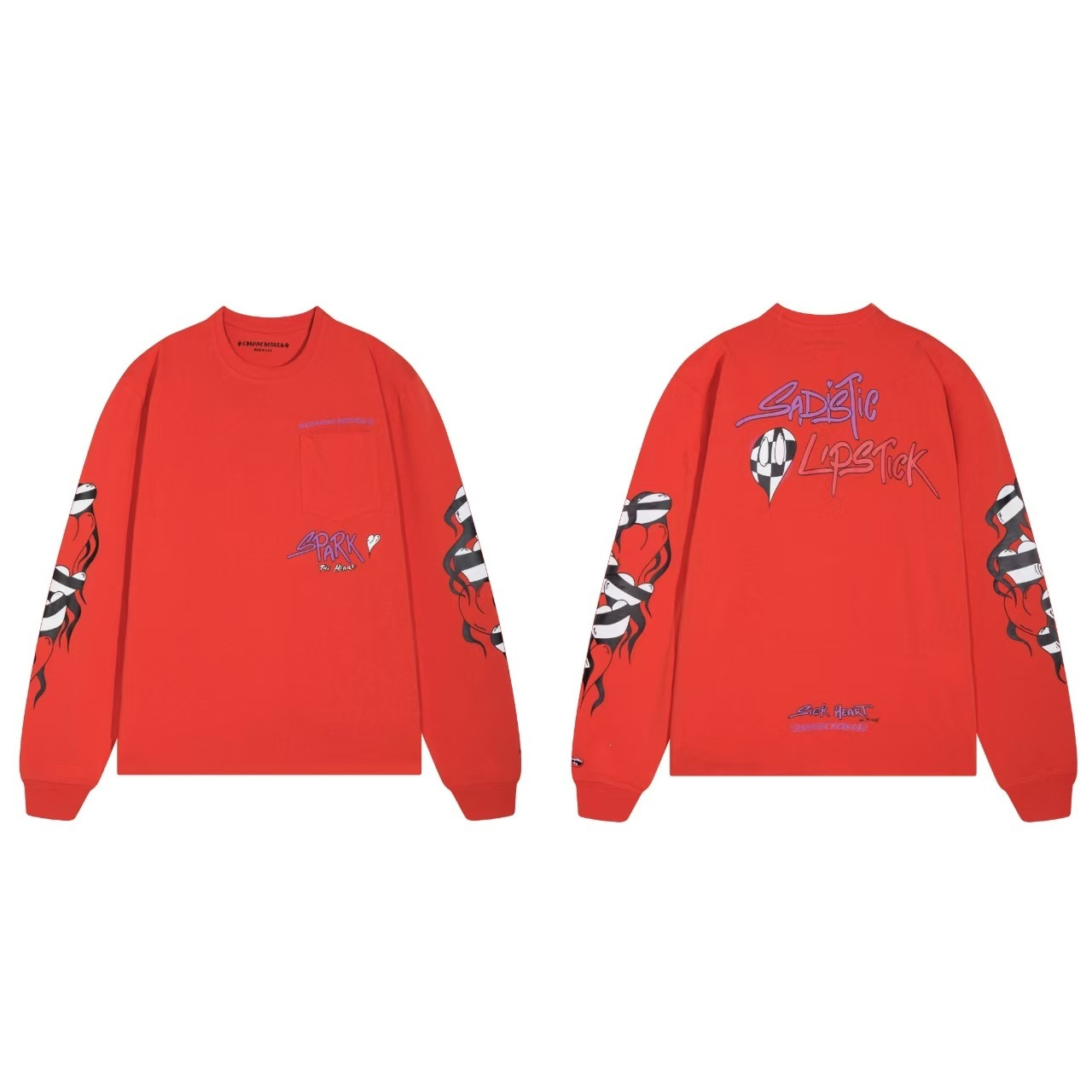 Chrome Hearts Tシャツ クルーネック 長袖 コットン オレンジ 