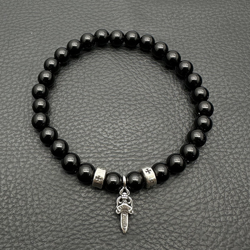 Chrome Hearts -クロムハーツ ブレスレット 男女兼用 十字架 黒曜石 ターコイズ 6mm