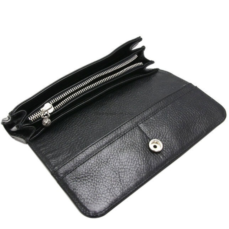 クロムハーツ ジュディウォレット クロスボタン ブラックヘビーレザー 長財布