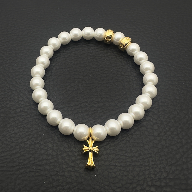 Chrome Hearts -クロムハーツ ブレスレット 男女兼用 十字架 黒曜石 ターコイズ 6mm