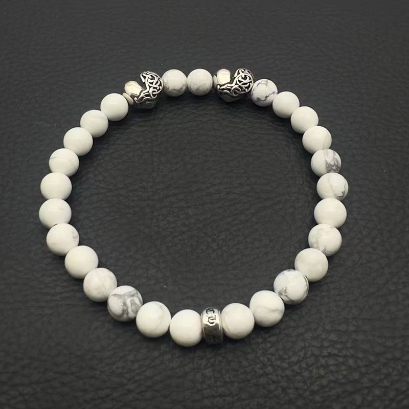 Chrome Hearts -クロムハーツ ブレスレット 男女兼用 十字架 黒曜石 ターコイズ 6mm