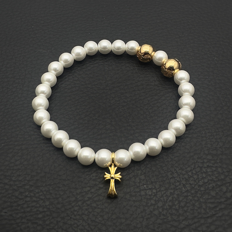 Chrome Hearts -クロムハーツ ブレスレット 男女兼用 十字架 黒曜石 ターコイズ 6mm