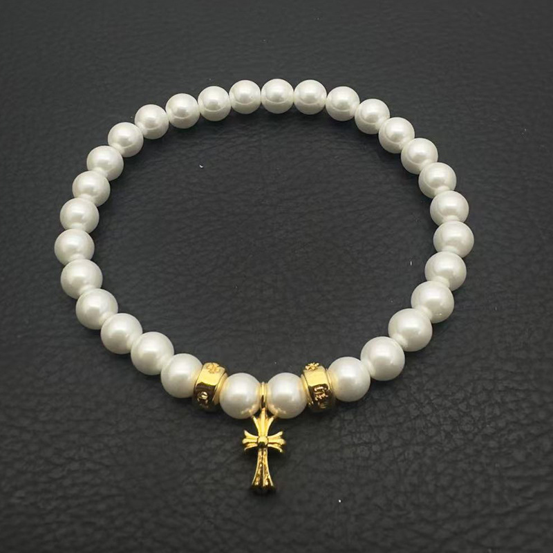 Chrome Hearts -クロムハーツ ブレスレット 男女兼用 十字架 黒曜石 ターコイズ 6mm