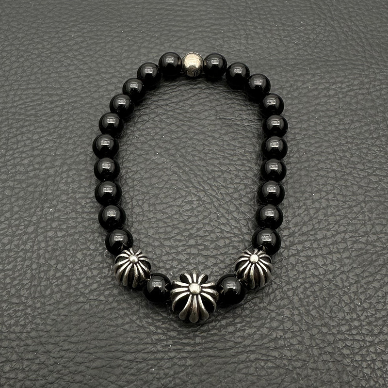 Chrome Hearts -クロムハーツ ブレスレット 男女兼用 十字架 黒曜石 ターコイズ 6mm