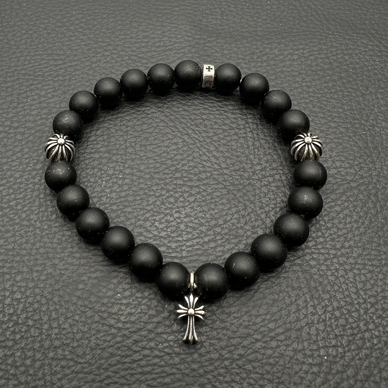 Chrome Hearts -クロムハーツ ブレスレット 男女兼用 十字架 黒曜石 ターコイズ 6mm