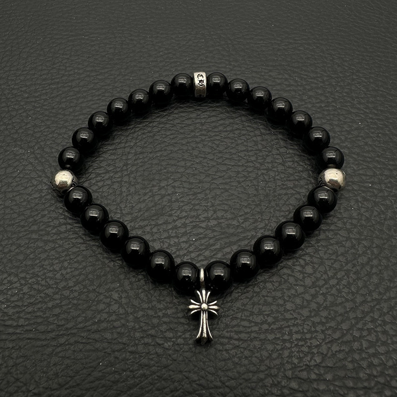 Chrome Hearts -クロムハーツ ブレスレット 男女兼用 十字架 黒曜石 ターコイズ 6mm