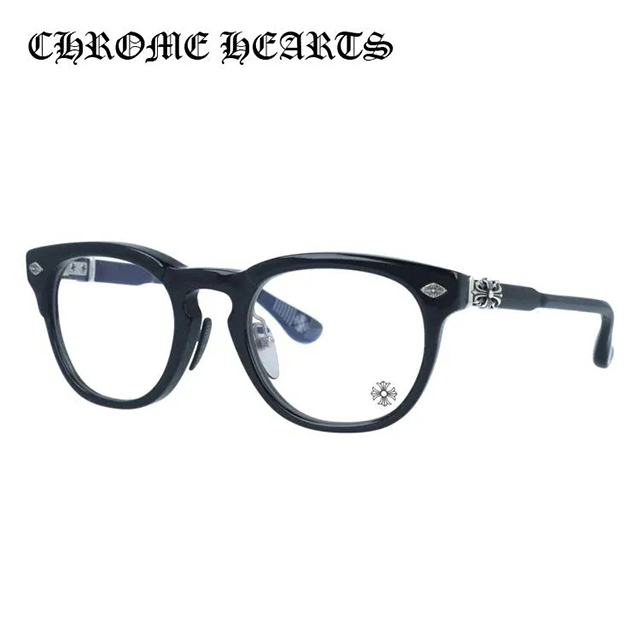 CHROME HEARTS クロムハーツ メガネフレーム ROCKS ウッドテンプル クロス アイウェア ケース付き ブラウン系 眼鏡 Chrome Hearts - クロムハーツ THROAT COAT ダガーテンプルウッド