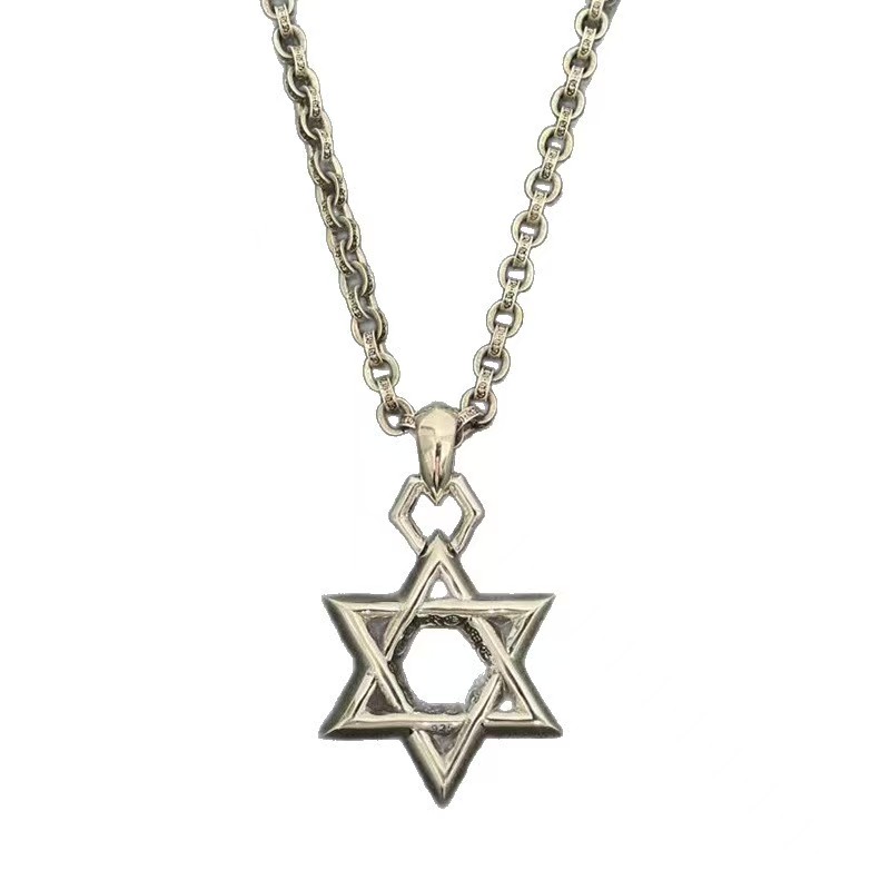 Chrome Hearts クロムハーツ風 レターチェーン＆ヘキサグラムペンダント ネックレスセット