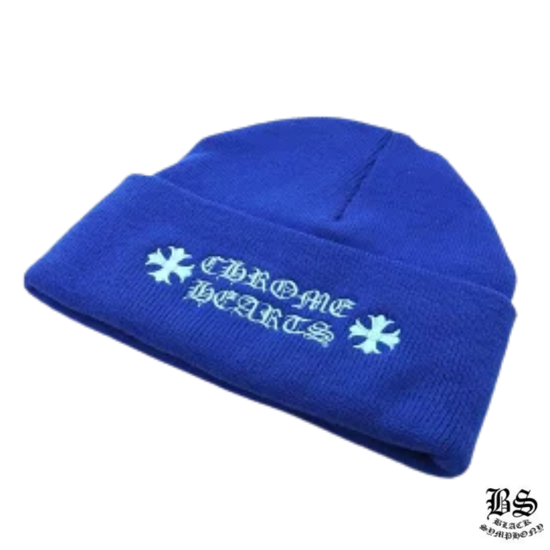 クロムハーツ CHROME HEARTS WOOL WATCH CAP ビーニー CHプラス ロゴ刺繡 ニット帽 メンズ 青 