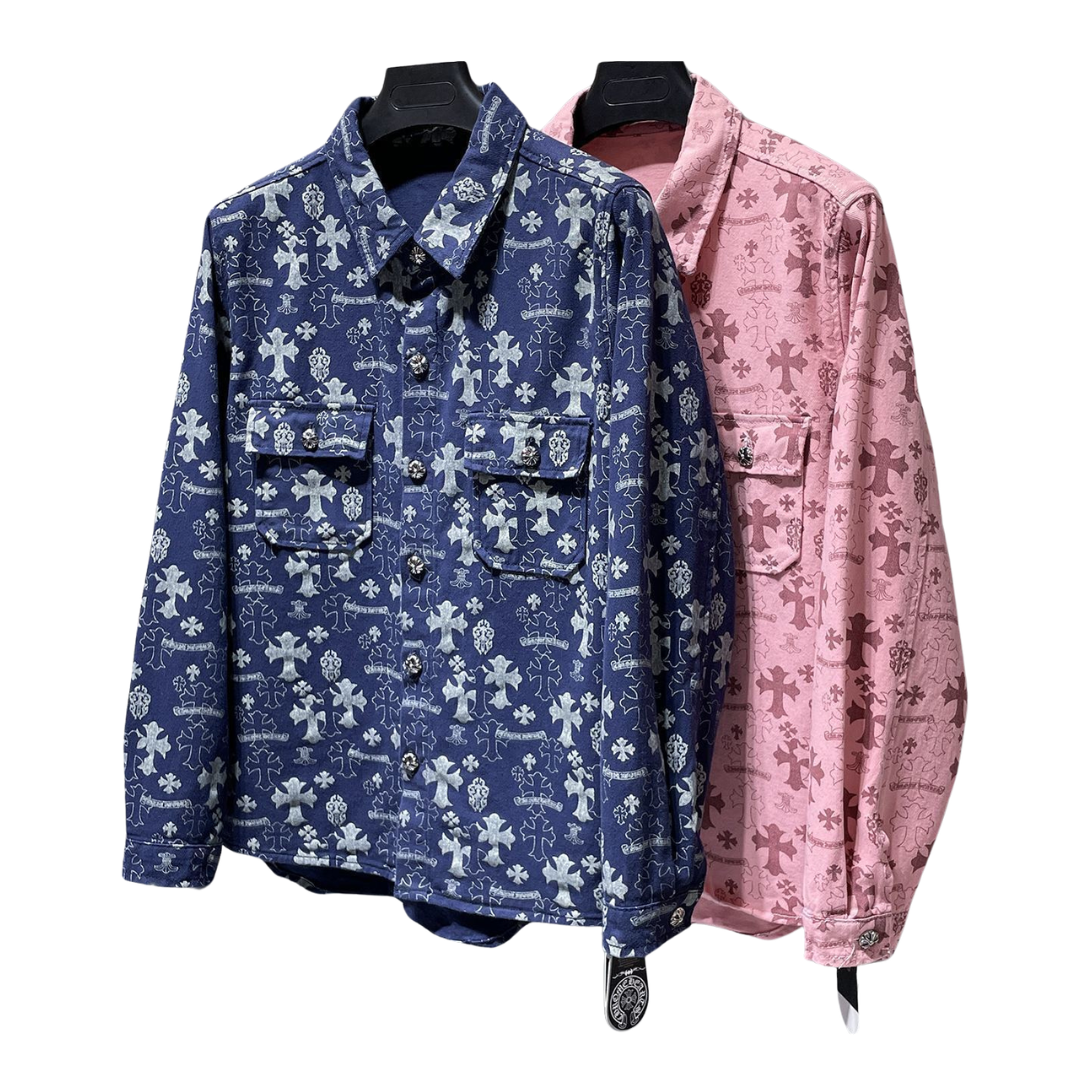 chrome hearts クロムハーツ クラシック 総柄 デニムシャツジャケット メンズ レディース ペア 人気