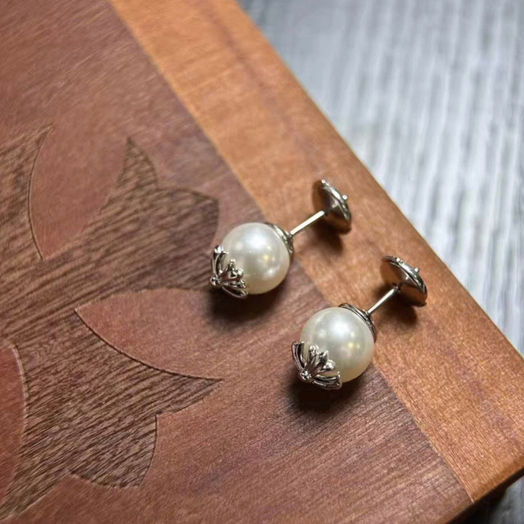 Chrome Hearts パール/ホワイトゴールドピアス