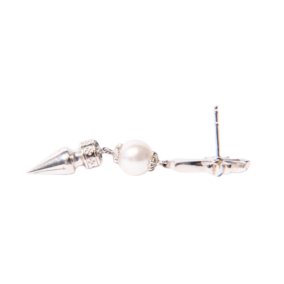 CHROME HEARTS クロム・ハーツ ×MIKIMOTO BABY FAT CRS EARRING WHITE ピアス（ペア）