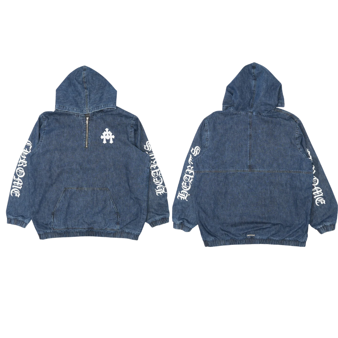 Chrome Hearts クロムハーツ レザー セメタリー トリプルクロス デニム ハーフジップ ジャケット