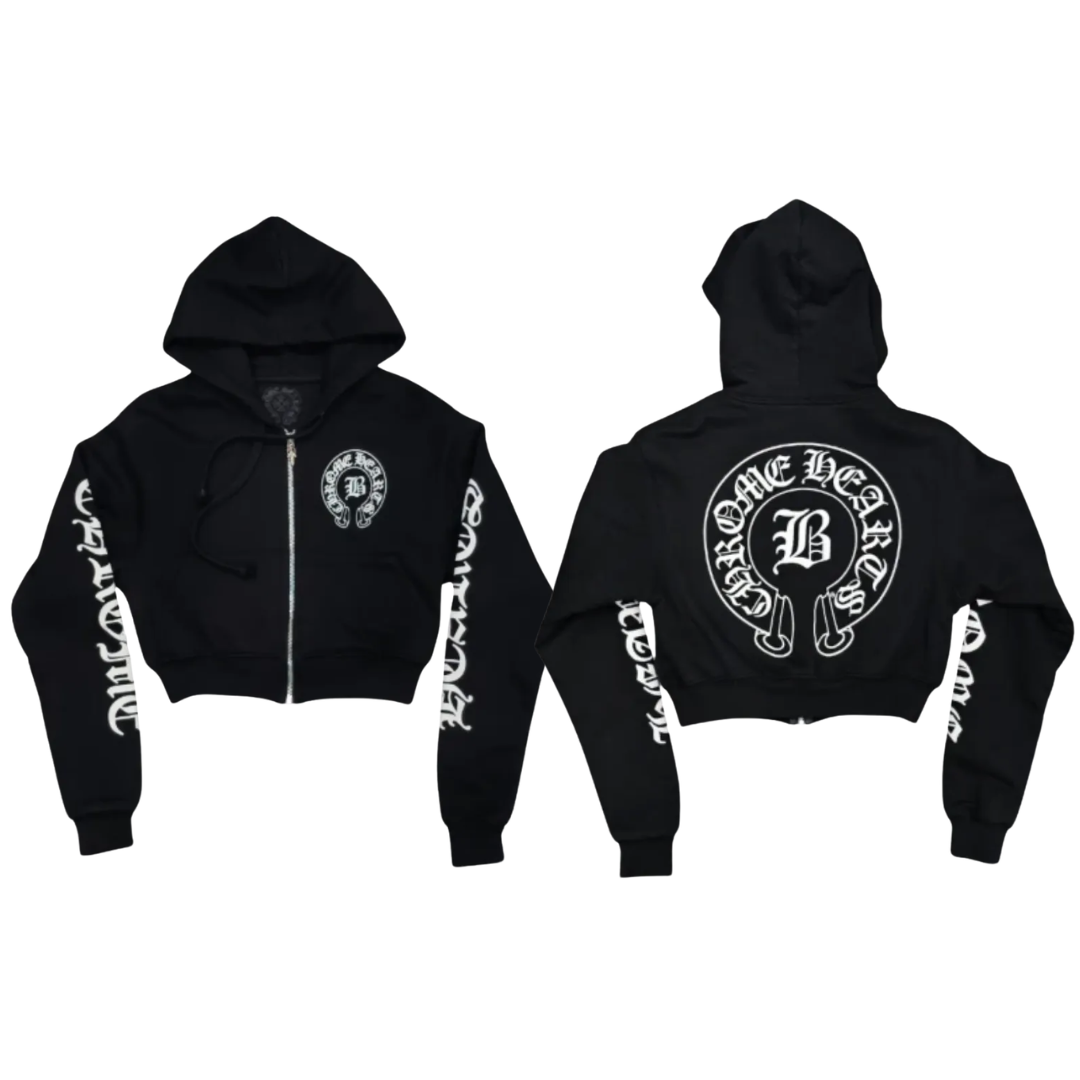 Chrome Hearts クロップドパーカー グラフィックプリント スウェットシャツ
