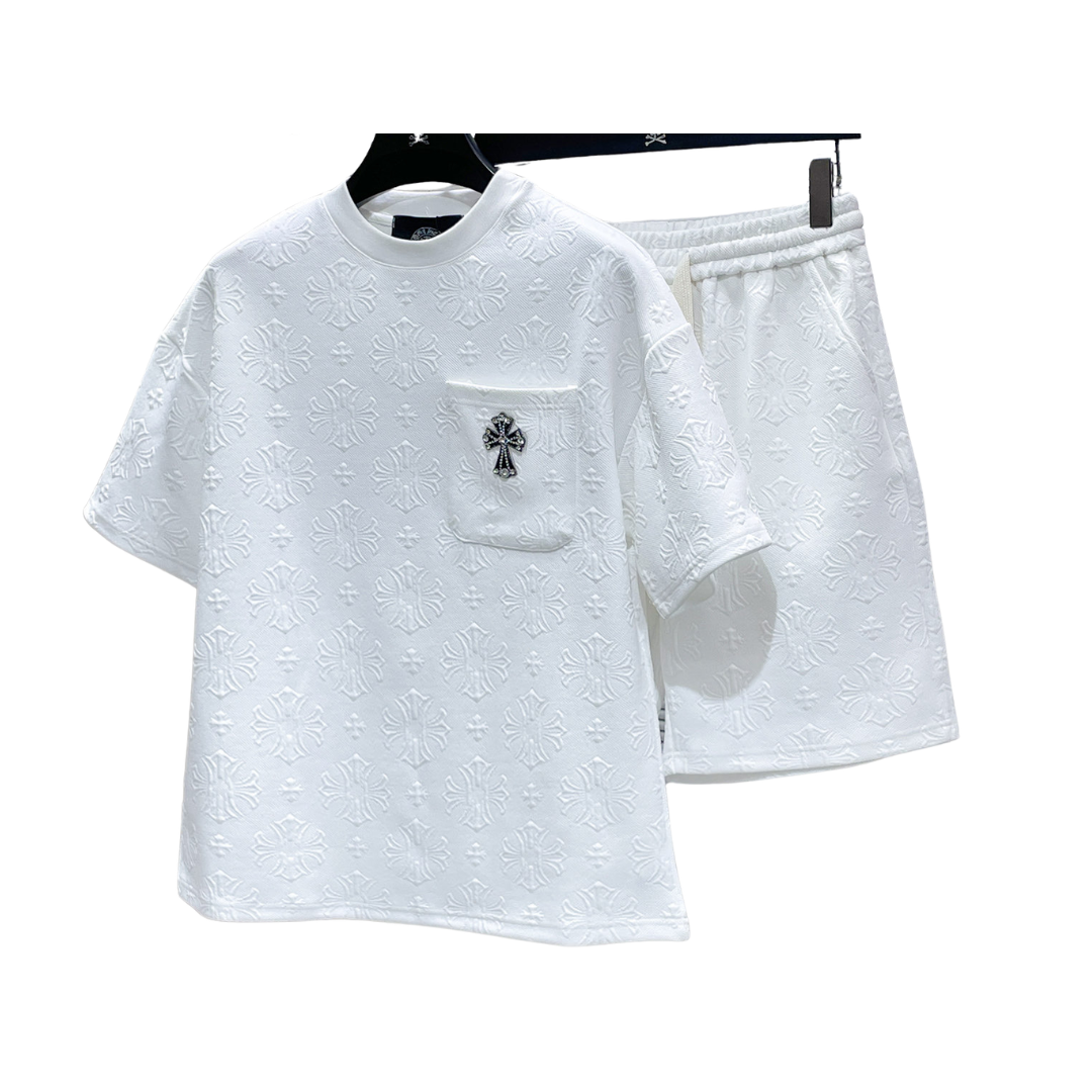 Chrome Hearts-クロムハーツ 春夏新作 カジュアル 半袖Tシャツ+ハーフパンツ セットアップ 通気性抜群 ソフトな肌触り
