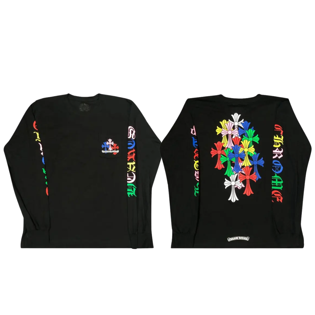Chrome Hearts Multi Color Cemetery Cross L/S T-Shirt "Black"