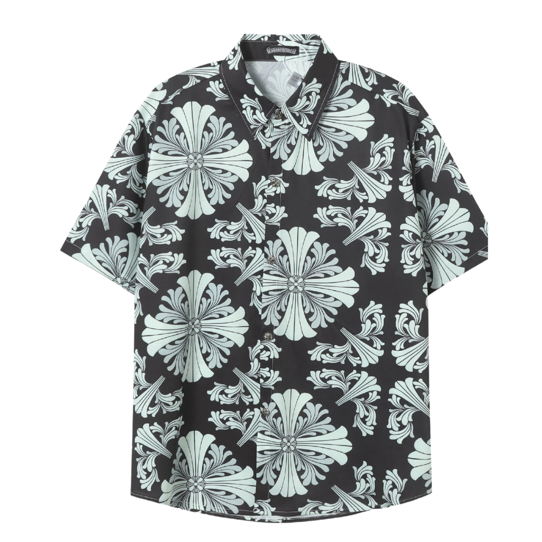 【Chrome Hearts】クロムハーツ クロス柄 アロハシャツ セットアップ ショートパンツ 夏 新作