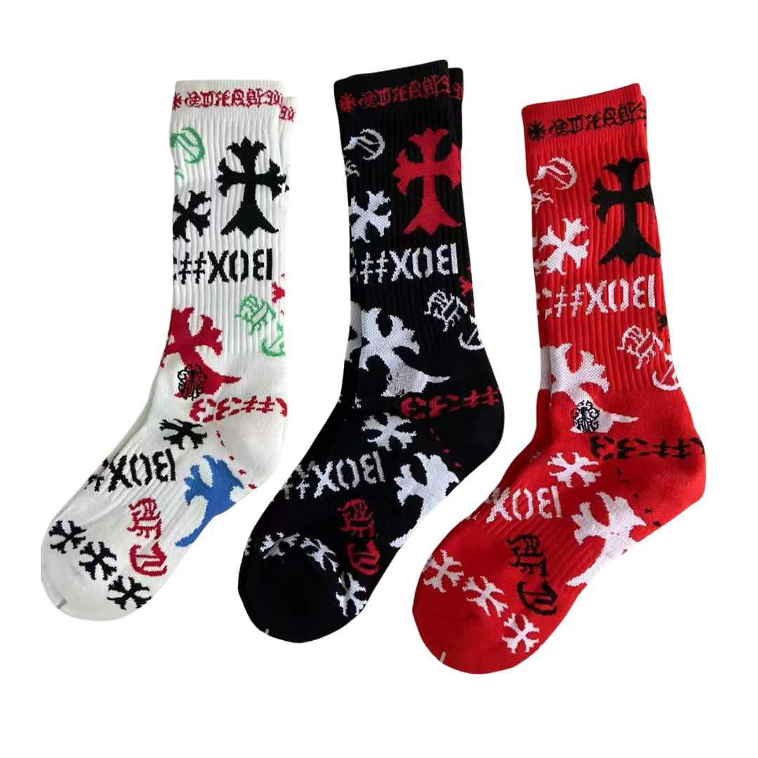 【クロムハーツ】靴下 STENCIL SOCKS ☆正規３色セット☆