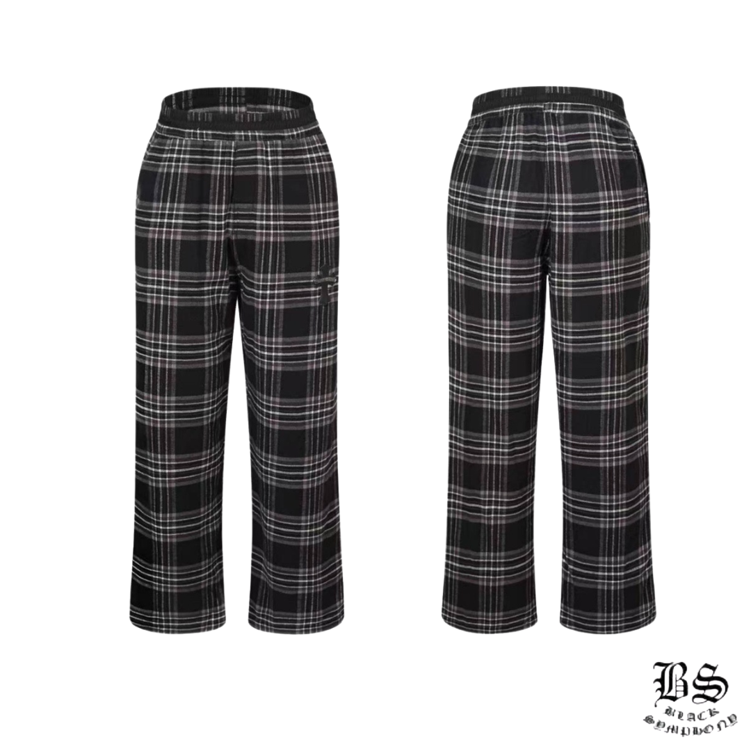 【Chrome Hearts】クロムハーツ 1 クロス レザー パッチ アフタースクール フランネル チェック パンツ   