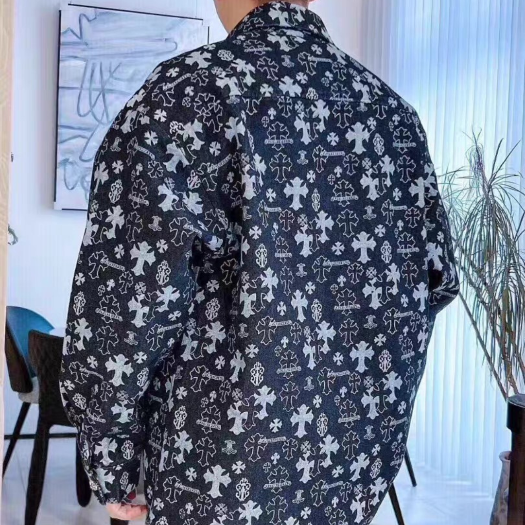 chrome hearts クロムハーツ クラシック 総柄 デニムシャツジャケット メンズ レディース ペア 人気