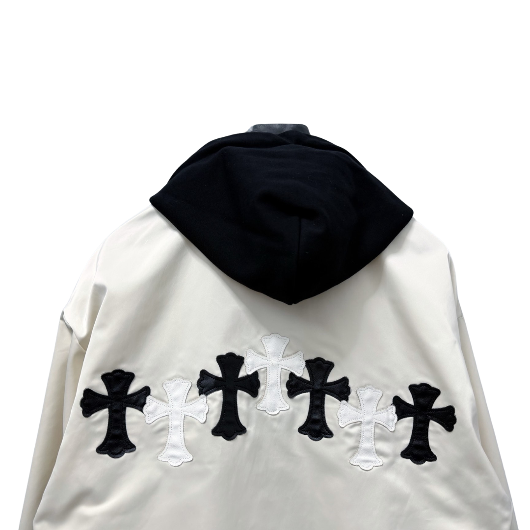 Chrome Hearts クロムハーツ  新作 ジップ フーデッド ジャケット ブラック/オフホワイト
