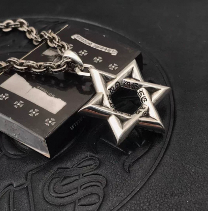 Chrome Hearts クロムハーツ風 レターチェーン＆ヘキサグラムペンダント ネックレスセット