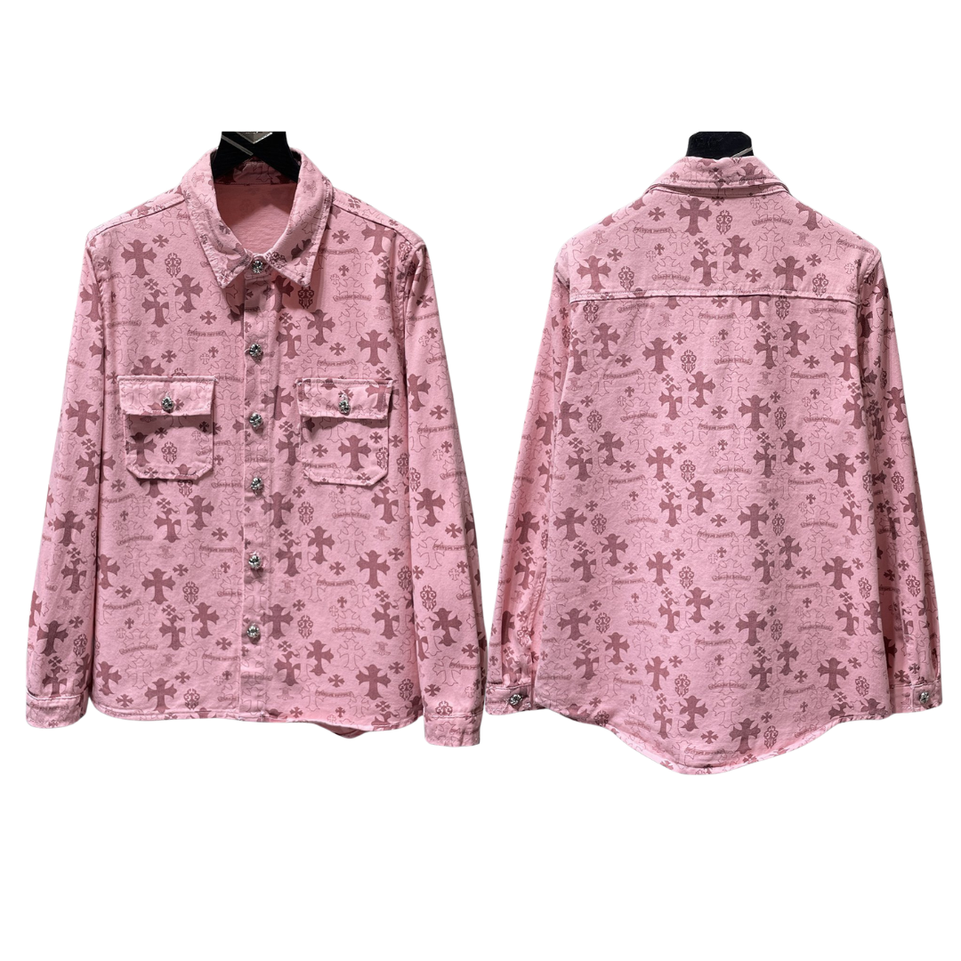chrome hearts クロムハーツ クラシック 総柄 デニムシャツジャケット メンズ レディース ペア 人気