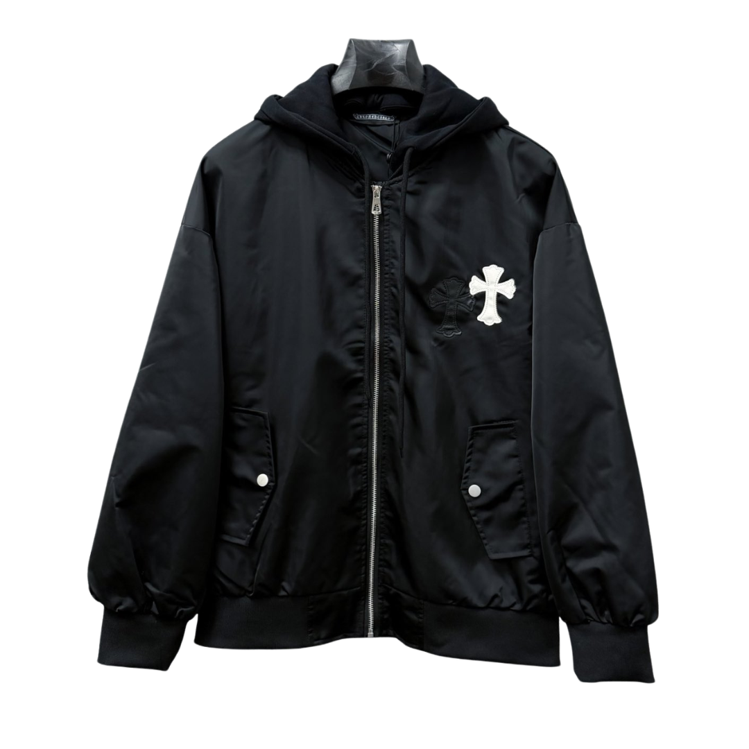 Chrome Hearts クロムハーツ  新作 ジップ フーデッド ジャケット ブラック/オフホワイト