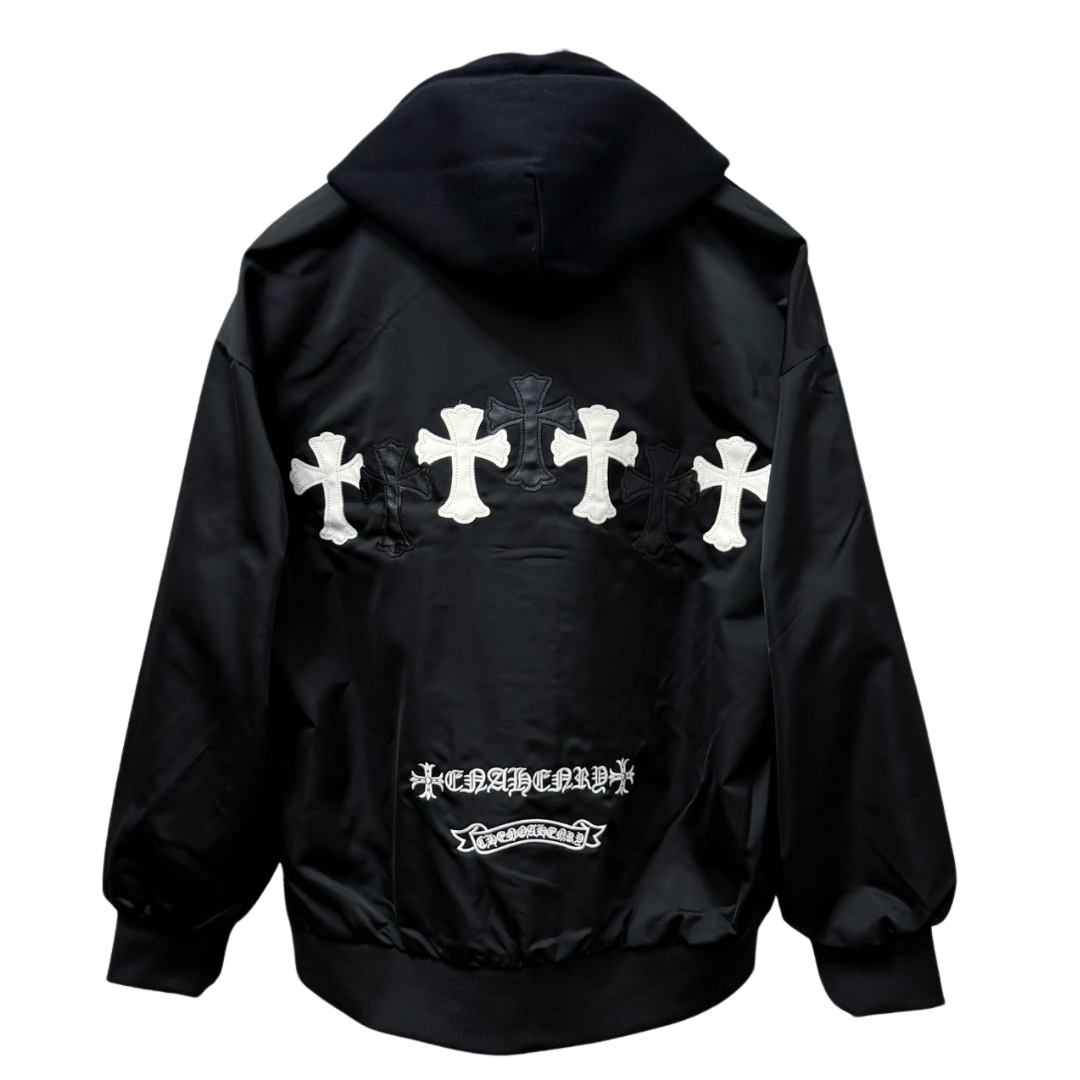 Chrome Hearts クロムハーツ  新作 ジップ フーデッド ジャケット ブラック/オフホワイト