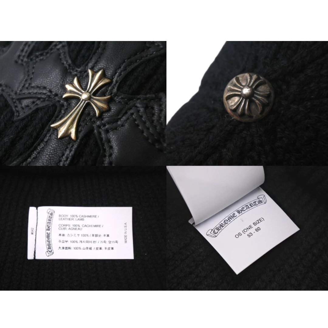 CHROME HEARTS クロムハーツ ニットキャップ ニット帽 クロスパッチ セメタリー クロスパッチ シルバー 