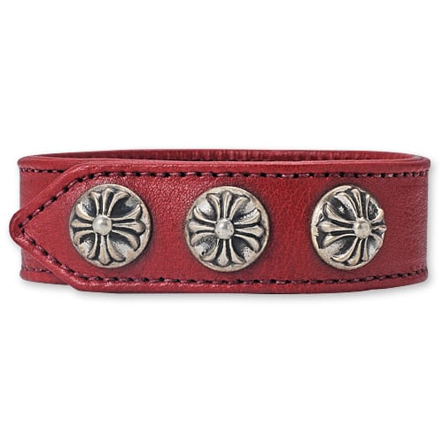 【CHROME HEARTS　クロムハーツ　Bracelet　ブレスレット】3ボタン2スナップレザーブレスレット