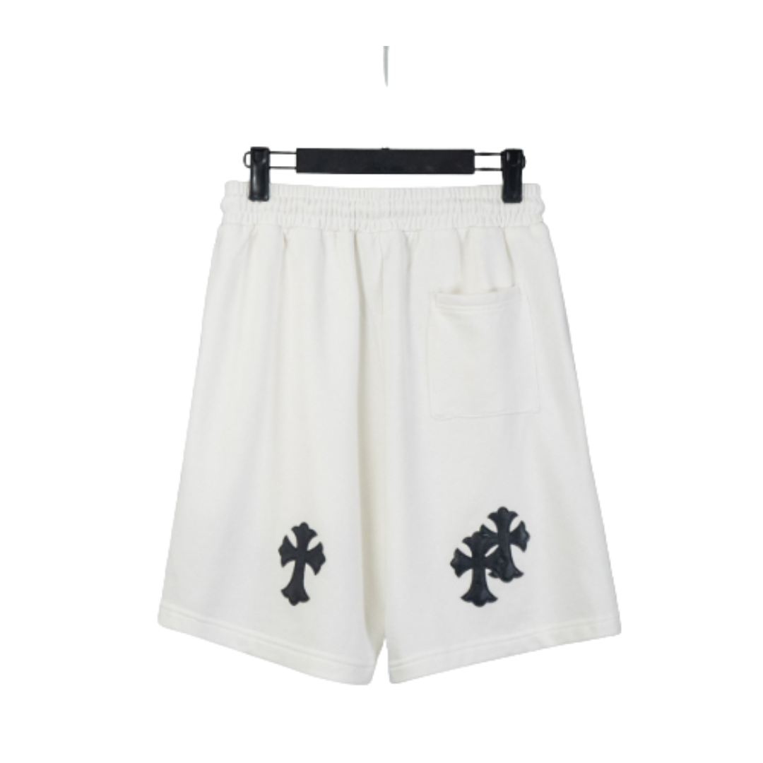 Chrome Hearts CH クロムハーツ 重工ウォッシュ・レザーパッチ・クロス刺繍 ショートパンツ