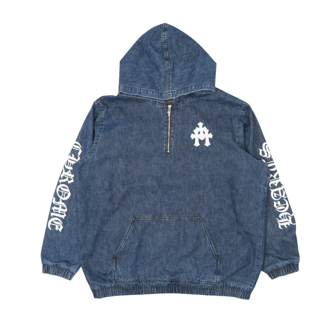 Chrome Hearts クロムハーツ レザー セメタリー トリプルクロス デニム ハーフジップ ジャケット