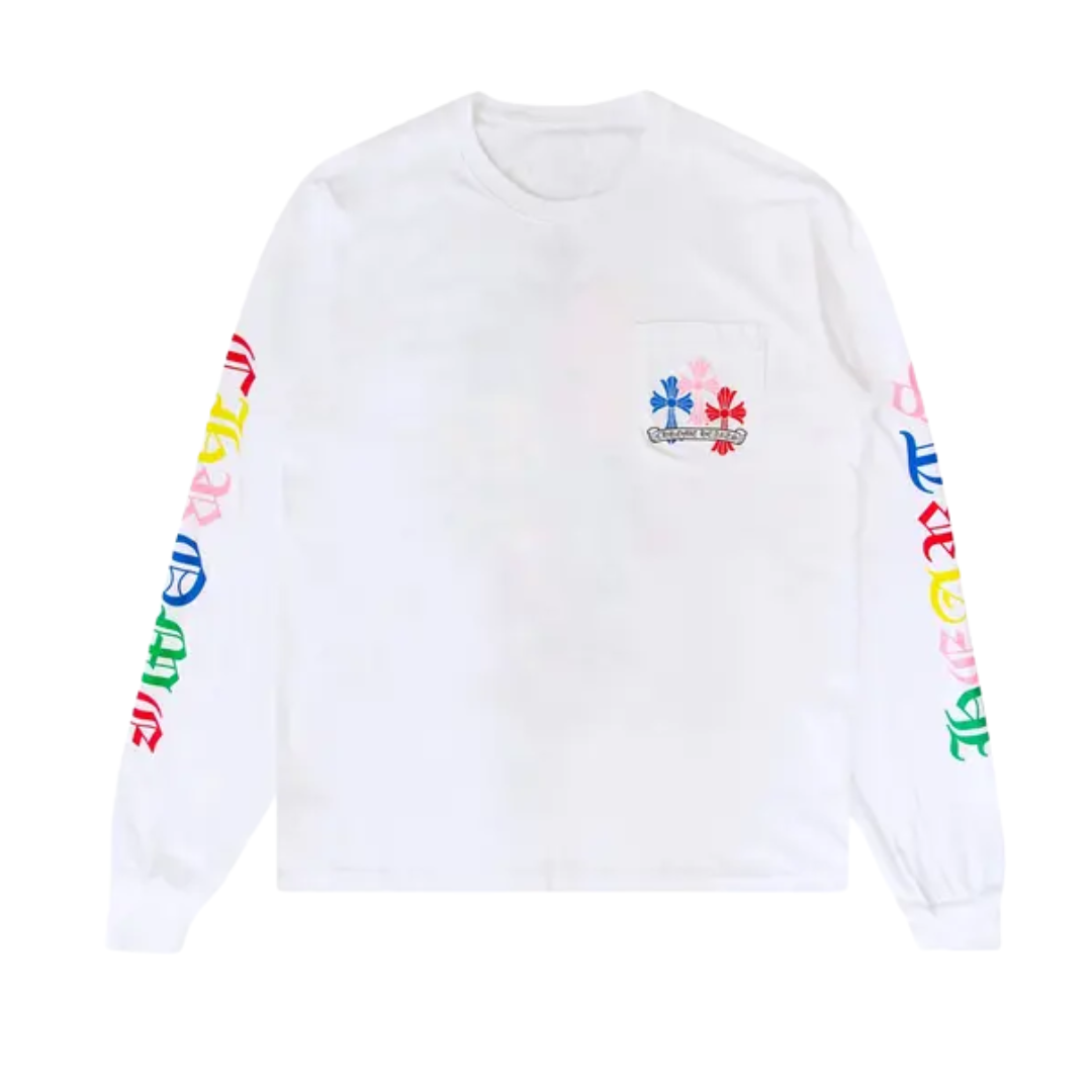 【CHROME HEARTS】マルチカラー クロス ロングスリーブ ホワイト 