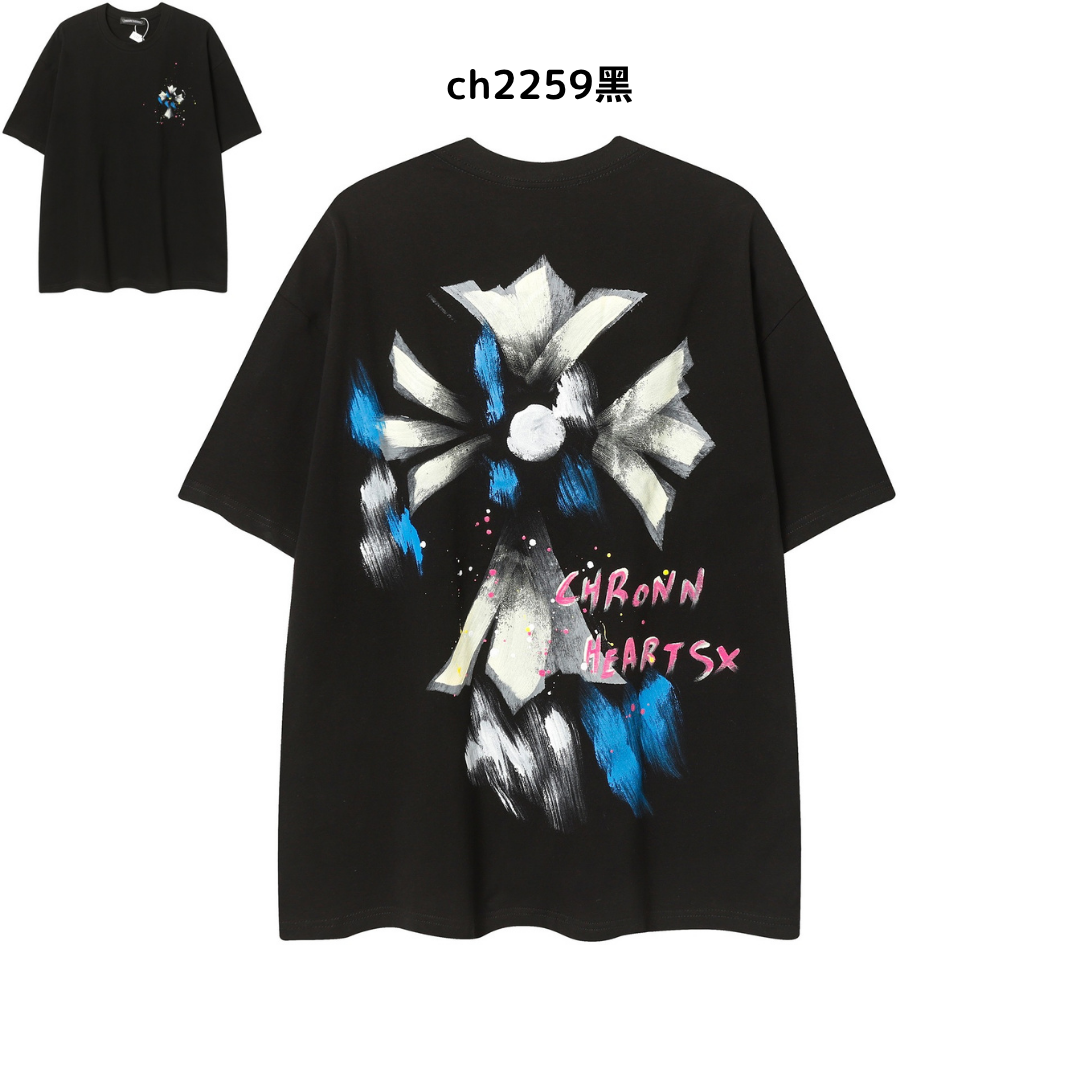【2025新登場】クロムハーツChrome Hearts プリント刺繍Tシャツ特集 夏服 人気 男女兼用　綿100%  ch2230