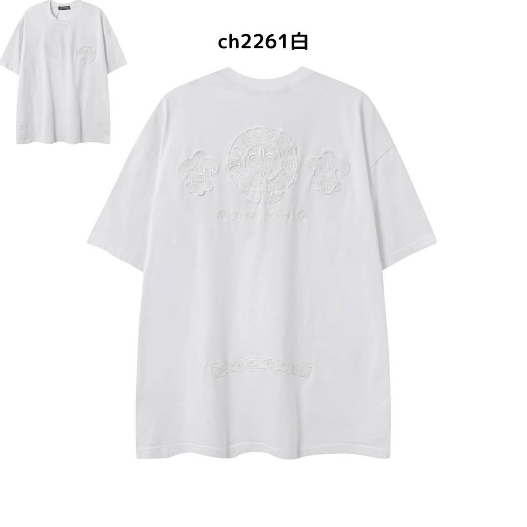 【2025新登場】クロムハーツChrome Hearts プリント刺繍Tシャツ特集 夏服 人気 男女兼用　綿100%  ch2230