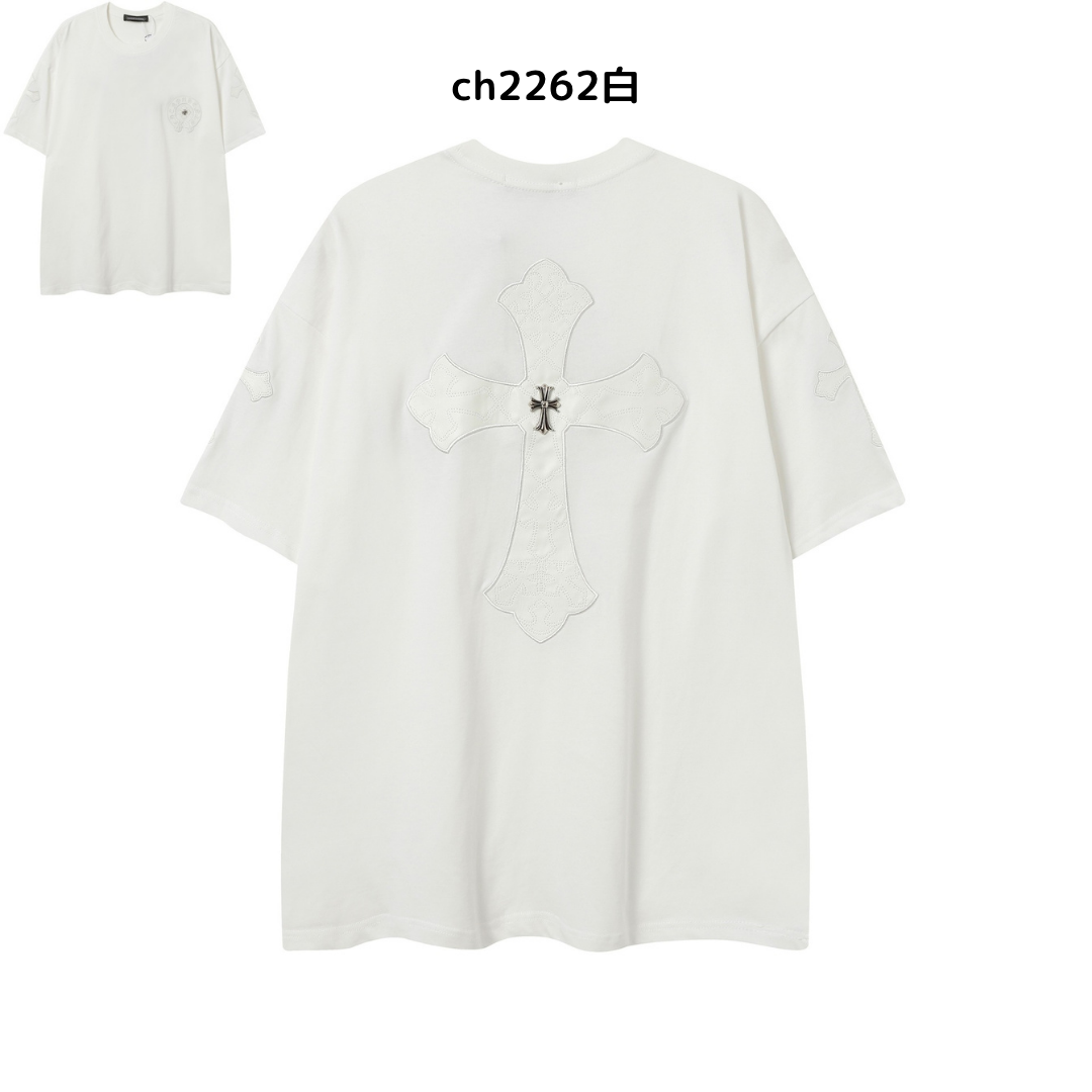 【2025新登場】クロムハーツChrome Hearts プリント刺繍Tシャツ特集 夏服 人気 男女兼用　綿100%  ch2230