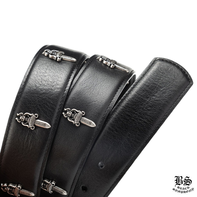 クロムハーツ プレーン レザー 1.5 ベルト ホースシュー リベット（バックルなし）