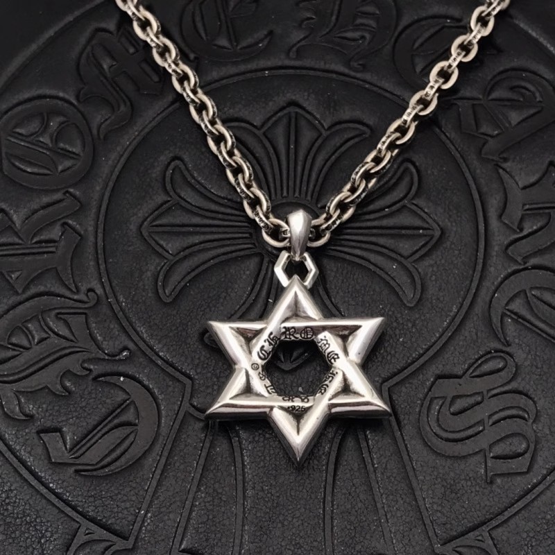 Chrome Hearts クロムハーツ風 レターチェーン＆ヘキサグラムペンダント ネックレスセット