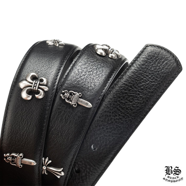 クロムハーツ プレーン レザー 1.5 ベルト ホースシュー リベット（バックルなし）