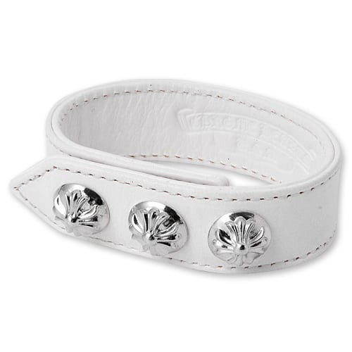 【CHROME HEARTS　クロムハーツ　Bracelet　ブレスレット】3ボタン2スナップレザーブレスレットw