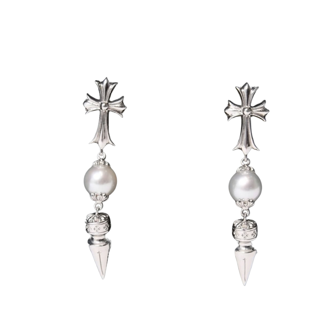 CHROME HEARTS クロム・ハーツ ×MIKIMOTO BABY FAT CRS EARRING WHITE ピアス（ペア）