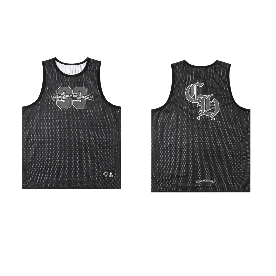 Chrome Hearts クロムハーツ 新作 サンスクリット メッシュ ホッケーシャツ タンクトップ 2WAY リバーシブル カジュアル ノースリーブTシャツ ユニセックス