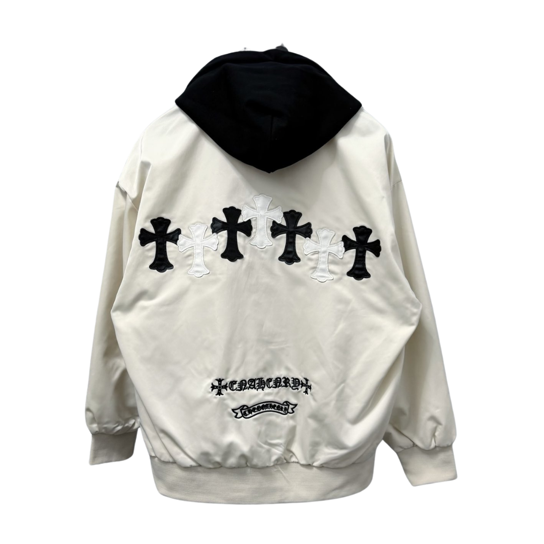 Chrome Hearts クロムハーツ  新作 ジップ フーデッド ジャケット ブラック/オフホワイト