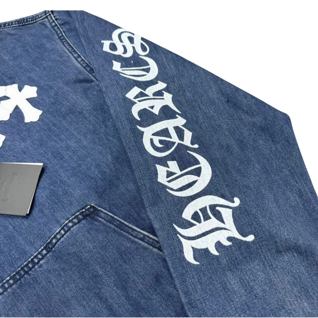 Chrome Hearts クロムハーツ レザー セメタリー トリプルクロス デニム ハーフジップ ジャケット