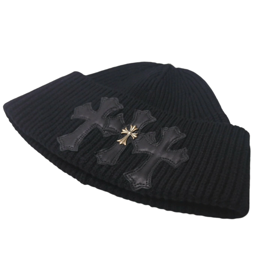 CHROME HEARTS クロムハーツ ニットキャップ ニット帽 クロスパッチ セメタリー クロスパッチ シルバー 