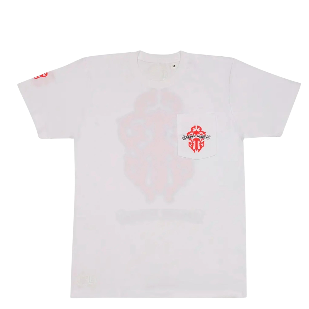 Chrome Hearts White & Red Dagger Pocket Tee
