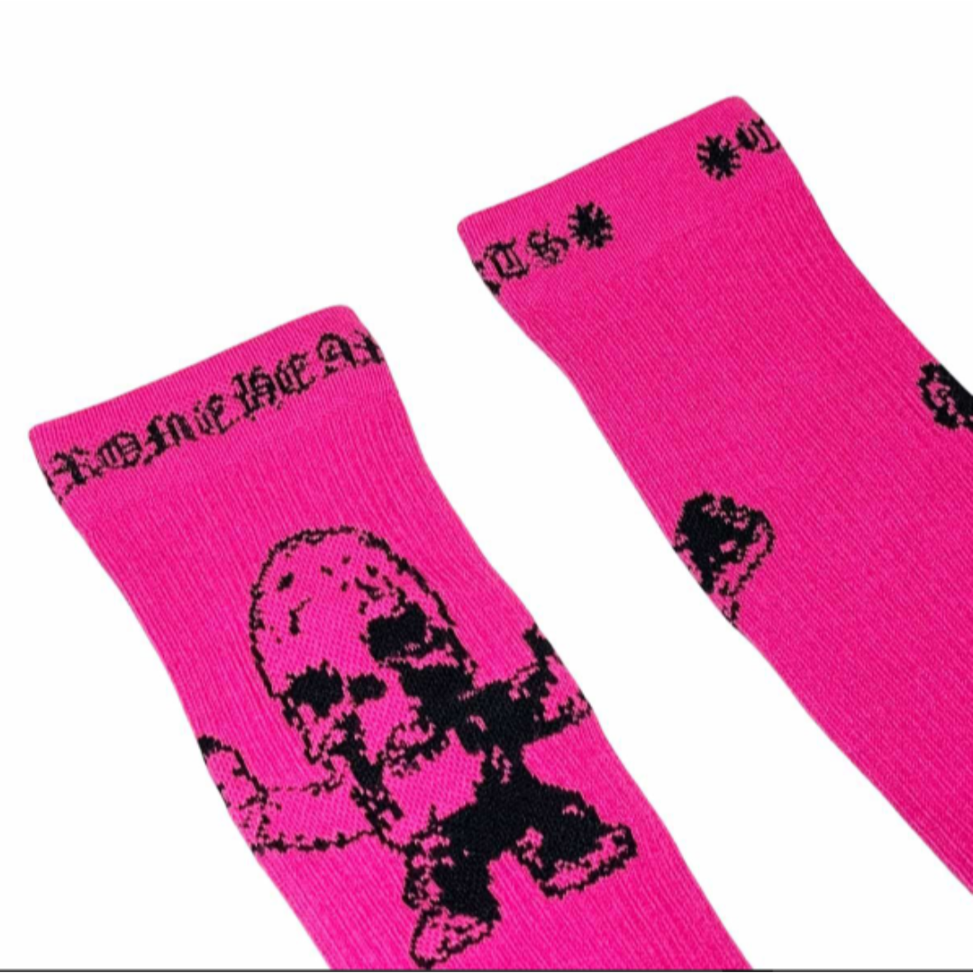【Chrome Hearts x Matty Boy】クロムハーツ マティボーイ スカル クルーソックス 3色セット レッド/ピンク/ホワイト 